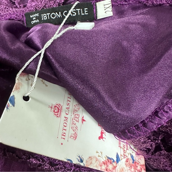 Ibtom Castle Purple Lace Tulle Half Sleeve Formal Mother of Bride Maxi Dress 2X - Picture 13 of 13